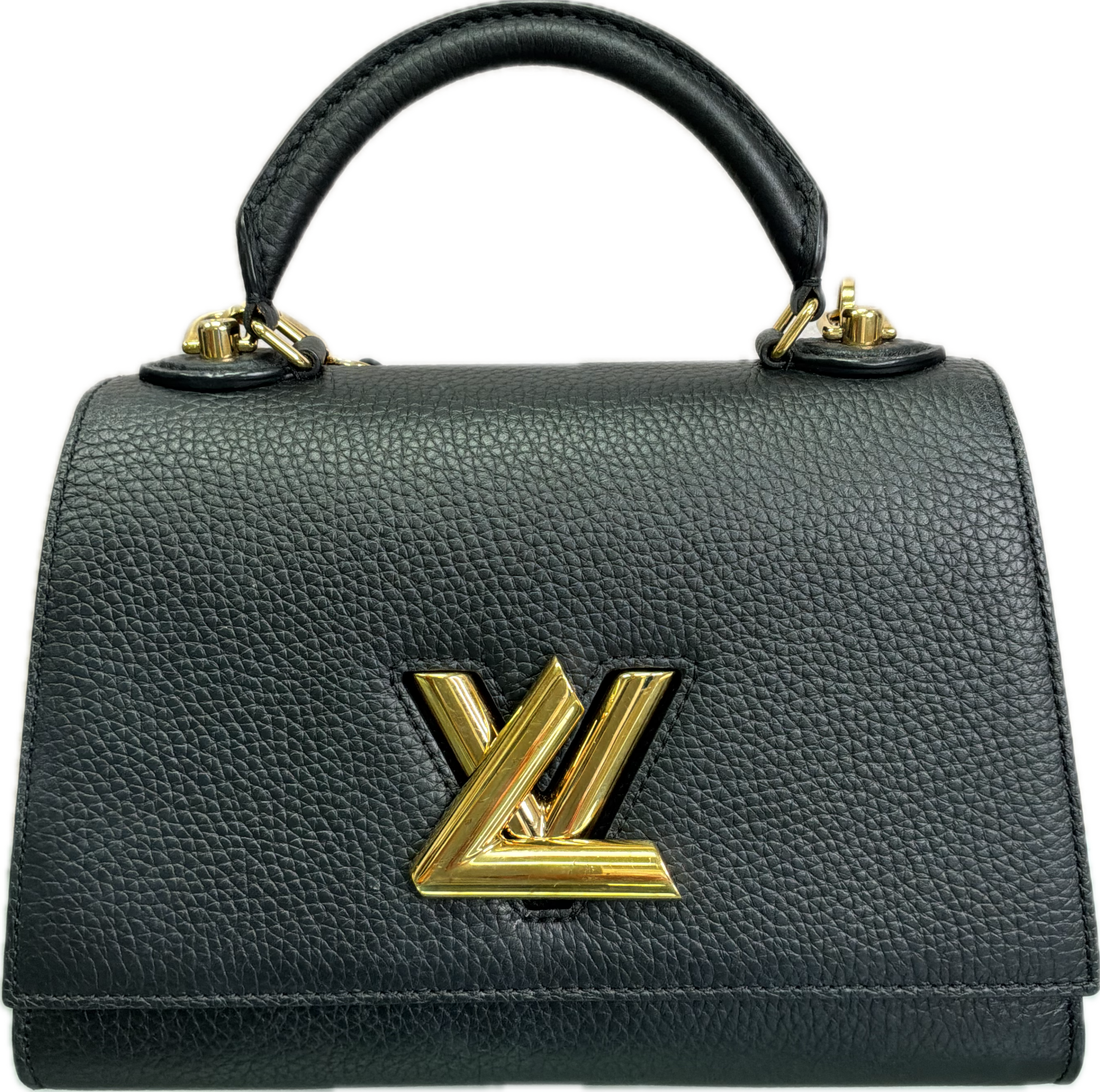 Louis Vuitton Twist MM Black Leather Top Handle Crossbody Bag