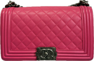 Chanel Medium Boy Bag Hot Pink Quilted Leather Crossbody with Ruthenium Hardware