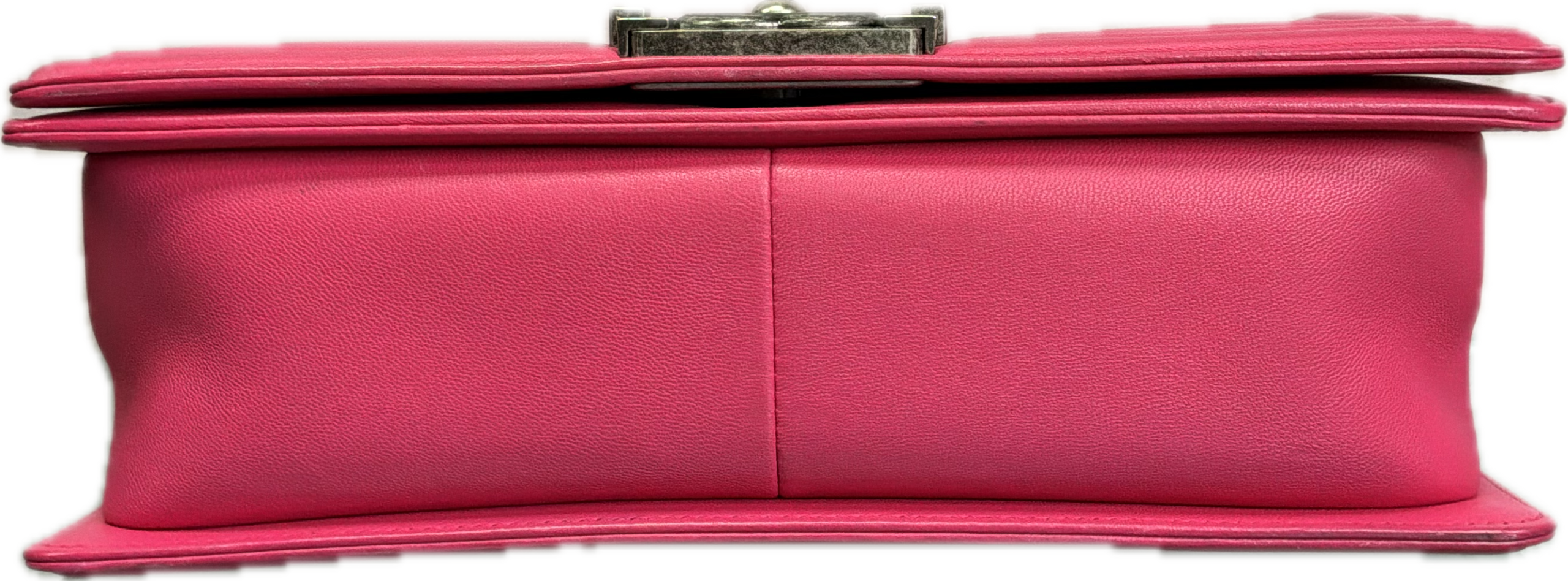 Chanel Medium Boy Bag Hot Pink Quilted Leather Crossbody with Ruthenium Hardware - Image 4