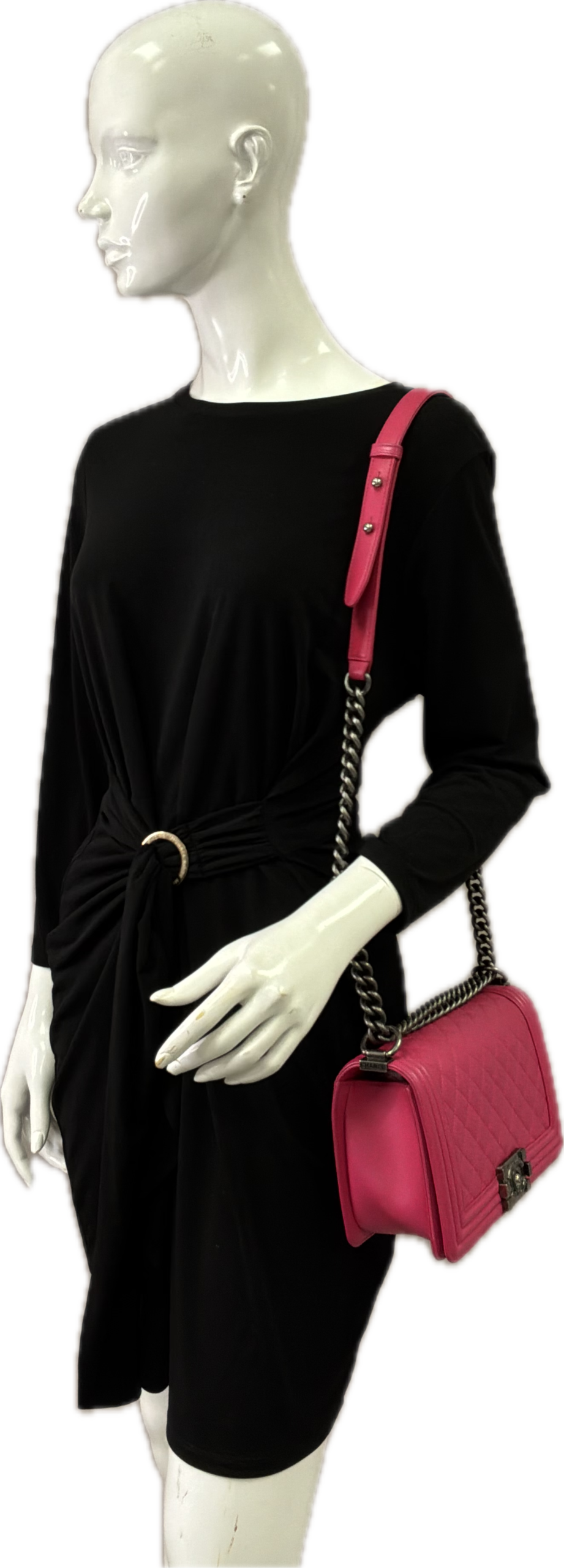 Chanel Medium Boy Bag Hot Pink Quilted Leather Crossbody with Ruthenium Hardware - Image 8