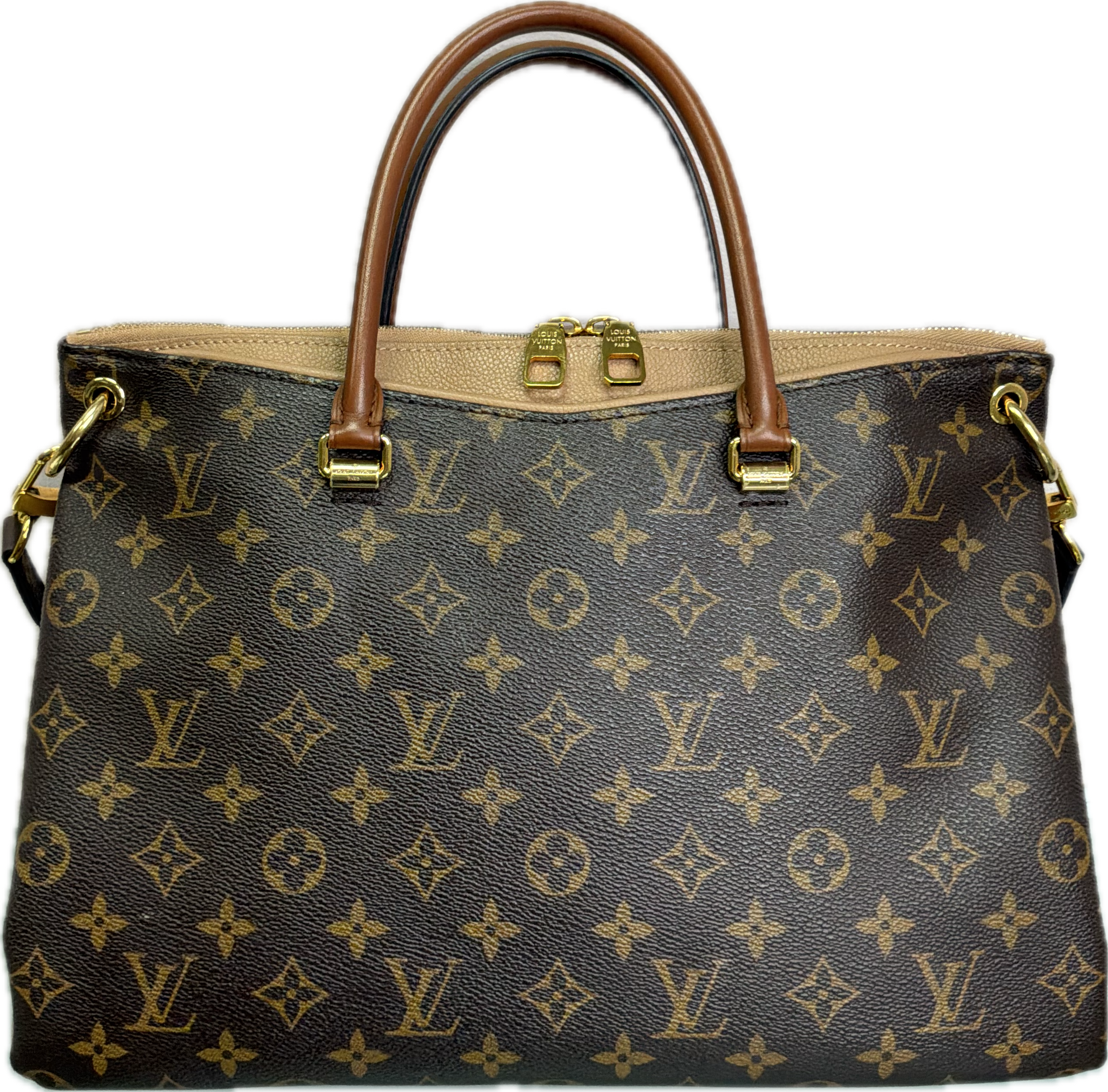 Louis Vuitton Pallas Shopper Tote Monogram Canvas with Caramel Leather Trim
