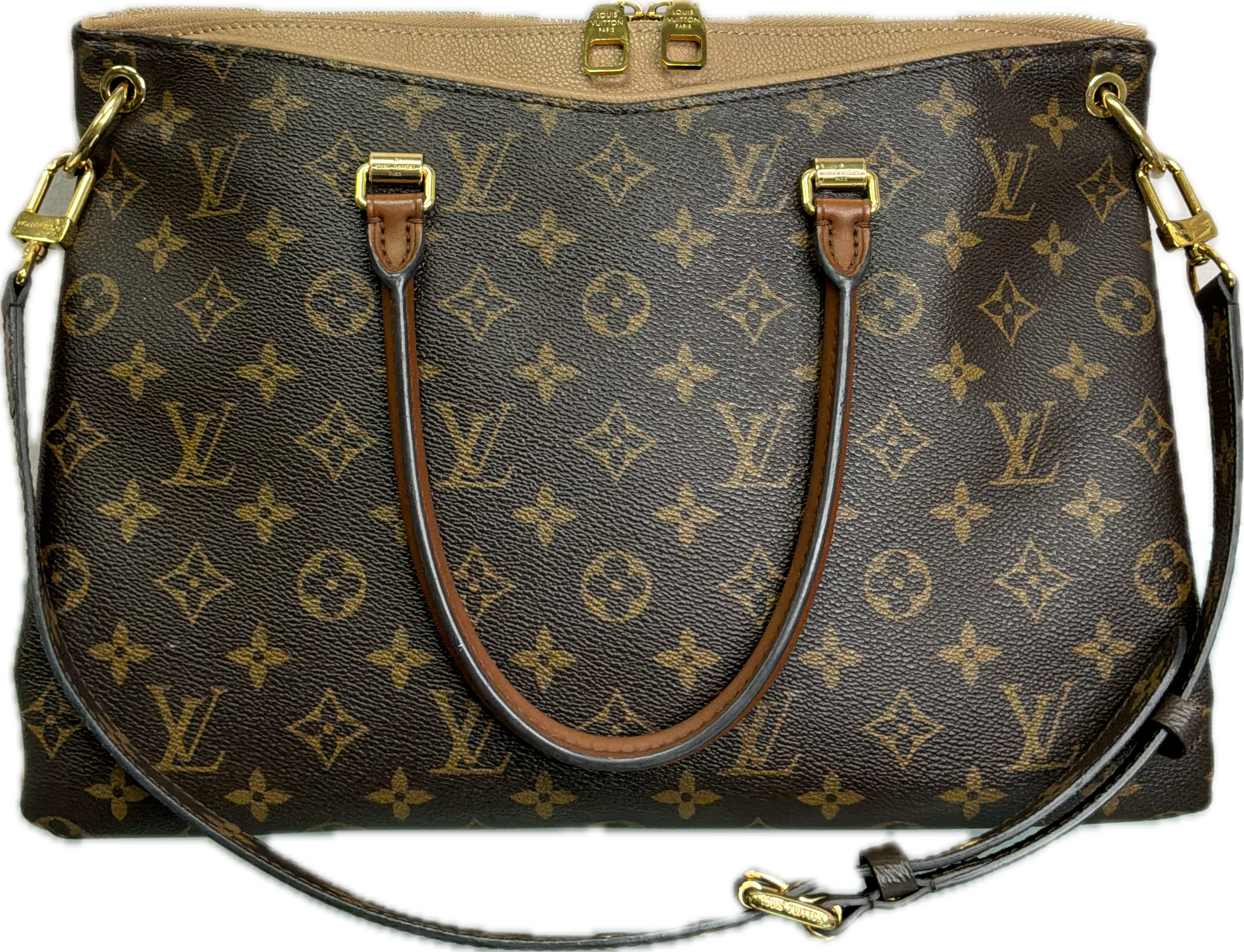 Louis Vuitton Pallas Shopper Tote Monogram Canvas with Caramel Leather Trim - Image 2