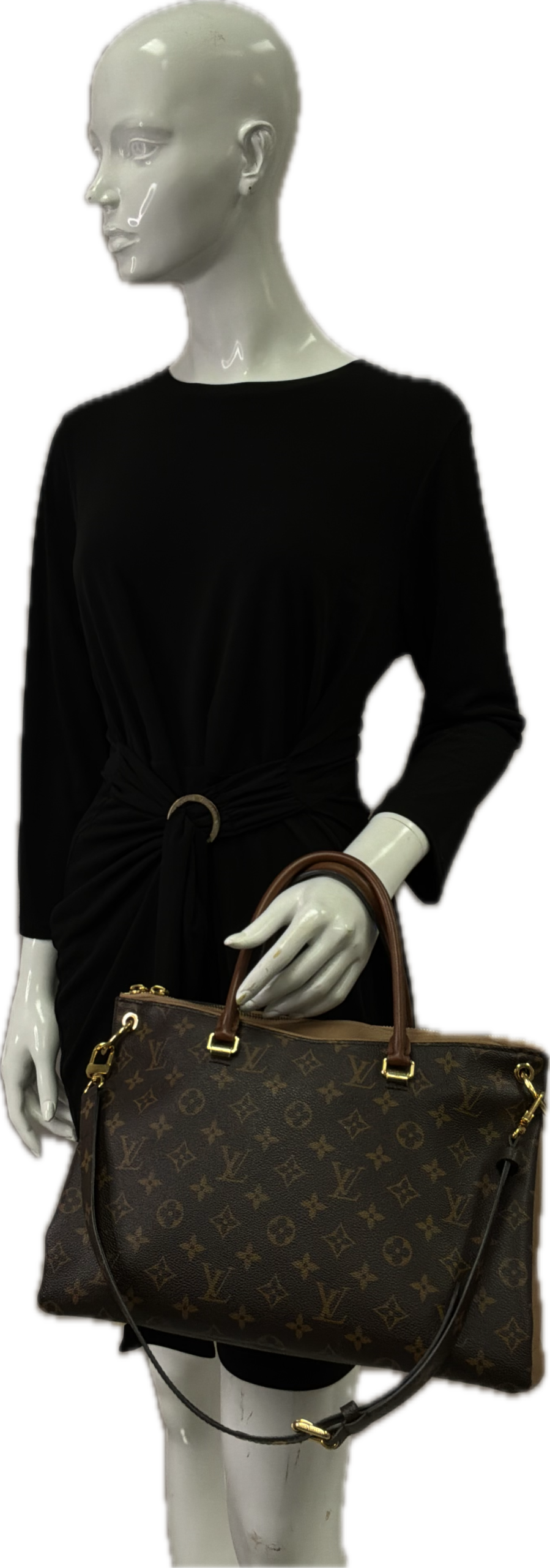 Louis Vuitton Pallas Shopper Tote Monogram Canvas with Caramel Leather Trim - Image 5