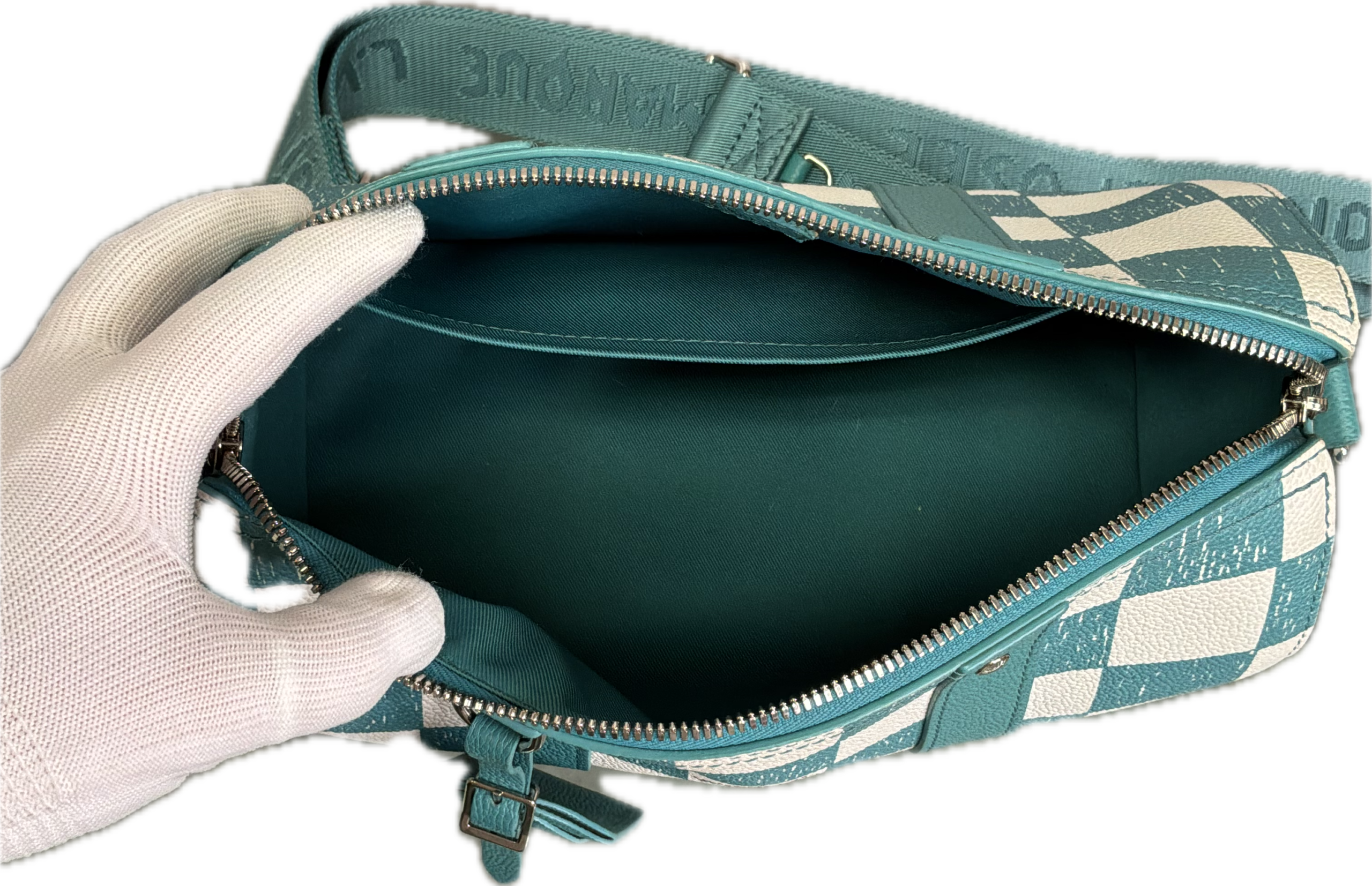 Louis Vuitton City Keepall Turquoise Damier Déposée Checkered Crossbody Bag – Limited Edition - Image 5
