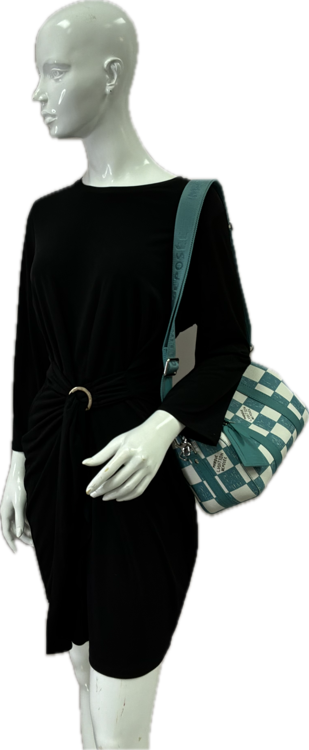 Louis Vuitton City Keepall Turquoise Damier Déposée Checkered Crossbody Bag – Limited Edition - Image 6